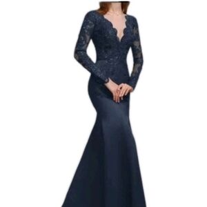 Womens Formal Gown Navy Blue Maxi Dress Size 16 NWT